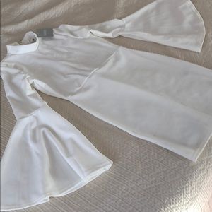 White Bell Sleeve Mini Dress